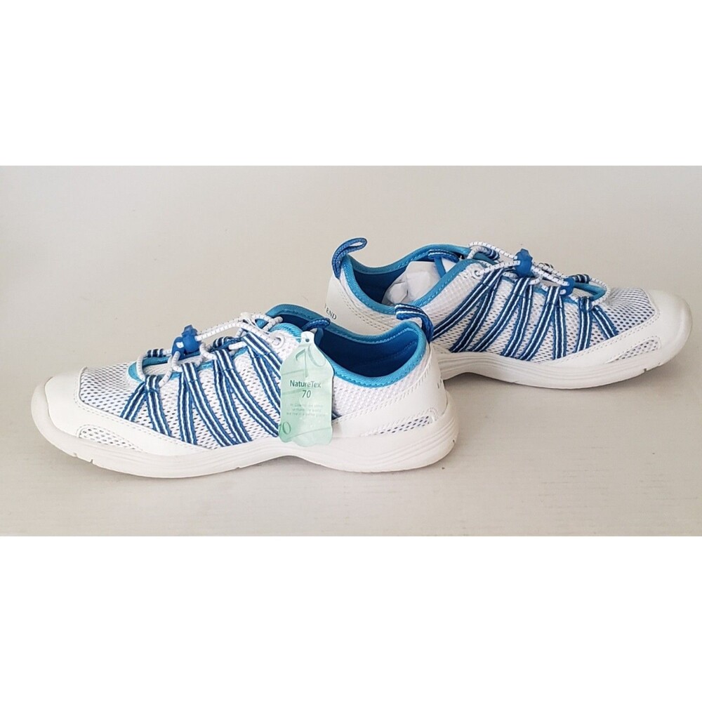 NEW Lands End Womens 6 Med White Blue Mesh Slip-on Athletic Water Shoes W Box - Picture 8 of 16
